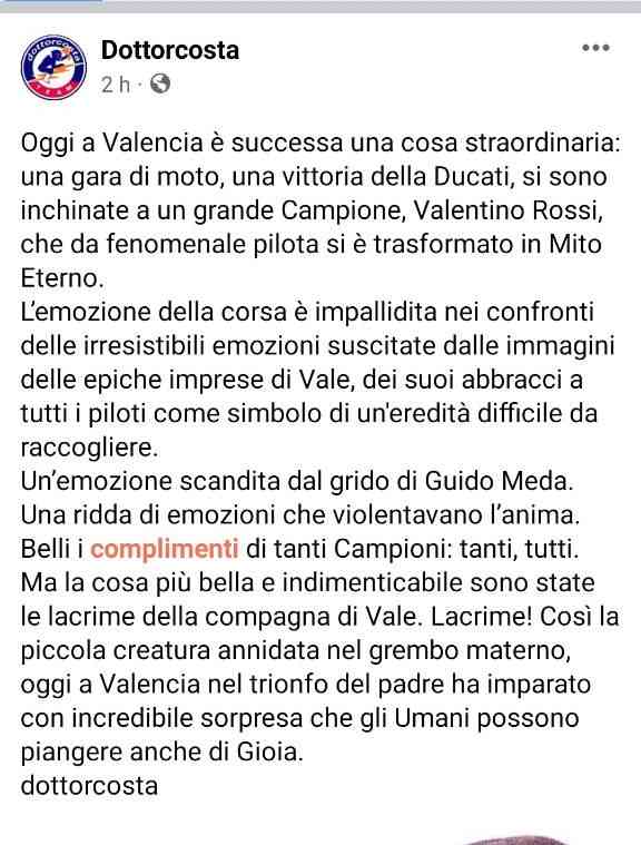 Valentino Rossi dottorcosta (Facebook)