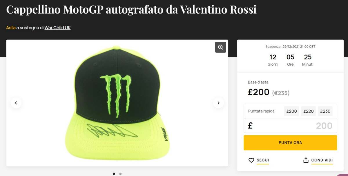 Cappellino autografato di Valentino Rossi (CharityStars)
