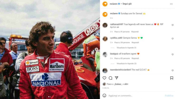Post McLaren per Senna (Instagram)