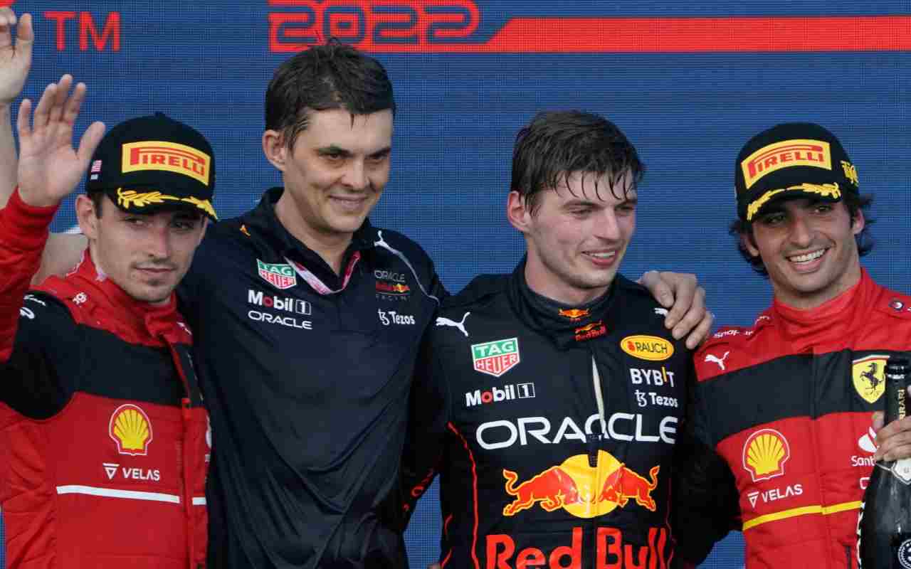 F1 Max Verstappen, Charles Leclerc e Carlos Sainz (ANSA)